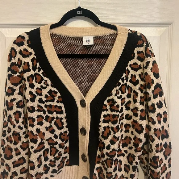 CAbi Leopard Print Cardigan - Tan, Black, and Brown - Picture 2 of 8